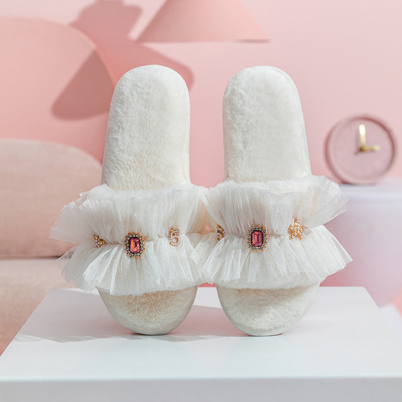 Gemstone Fluffy Slippers