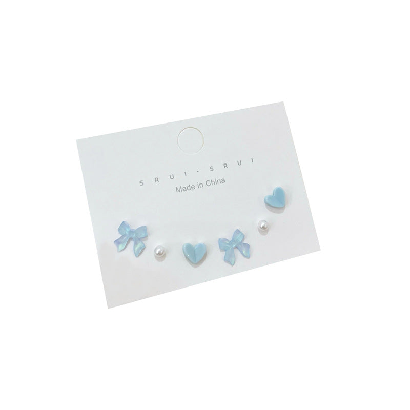 Pearl Heart Assorted Earrings, 6pcs