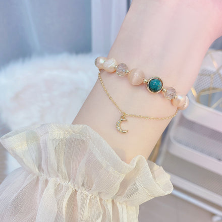 Natural Pearl  Moon Bracelet