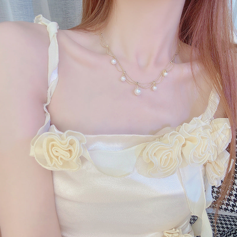 Faux Pearl Collarbone Necklace