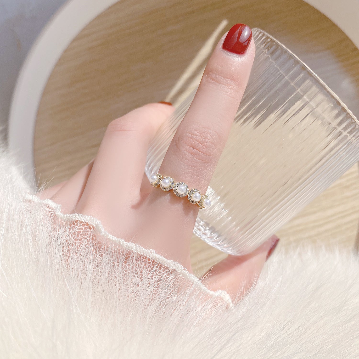 Faux Pearl Angel Rings