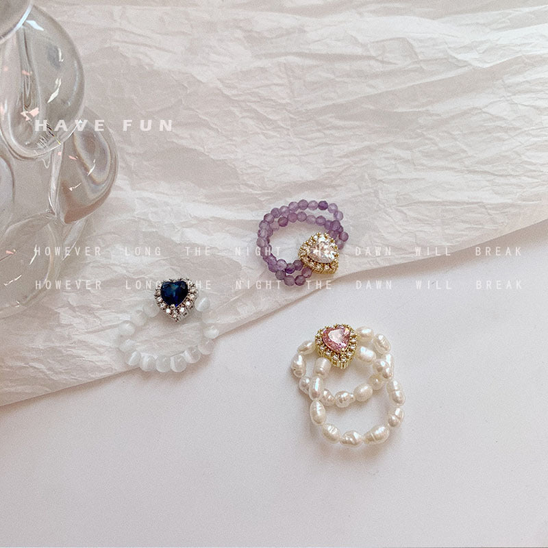 Pearl Heart Rings