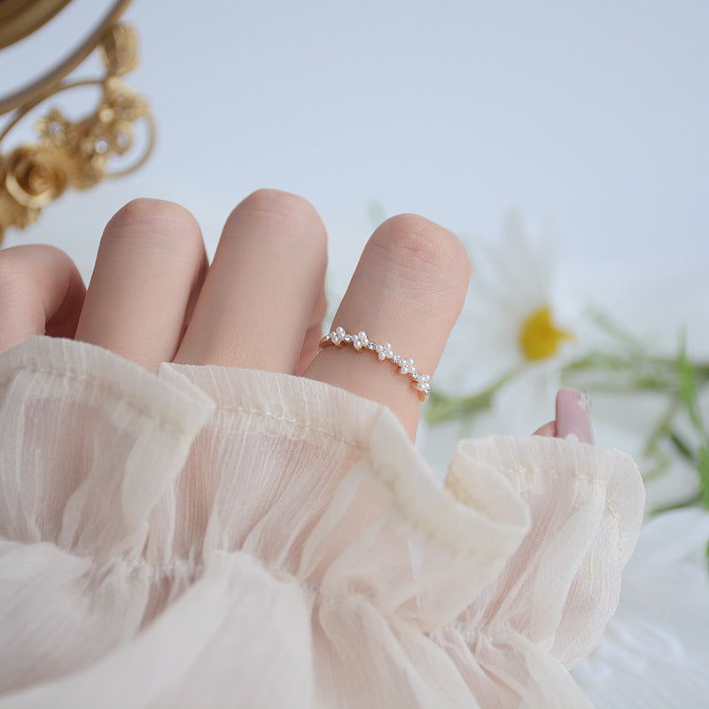 Faux Pearl Flower Rings