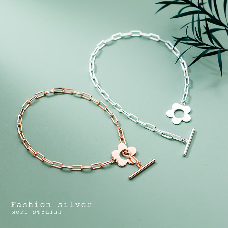 925 Sterling Silver Flower Bracelet