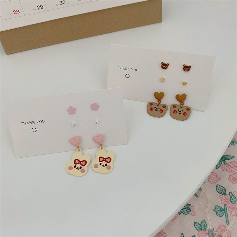 Bear Assorted Earrings, 3pcs