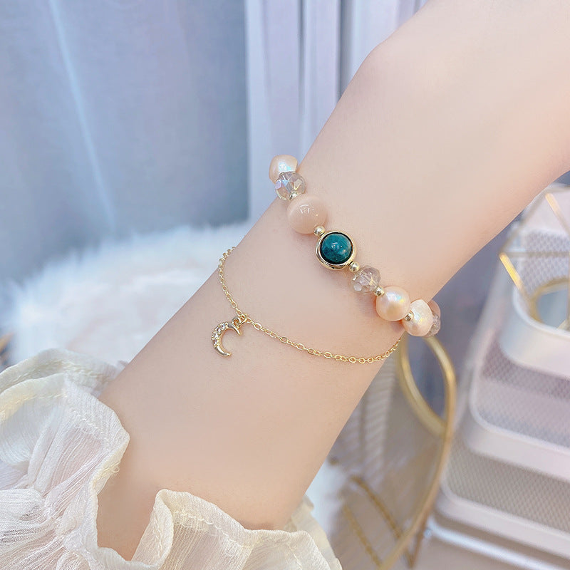 Natural Pearl  Moon Bracelet