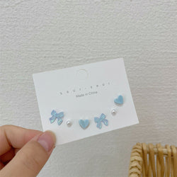Pearl Heart Assorted Earrings, 6pcs