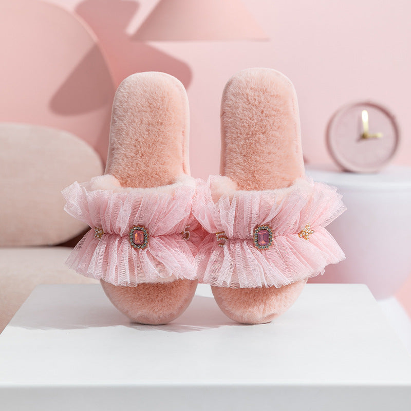 Gemstone Fluffy Slippers