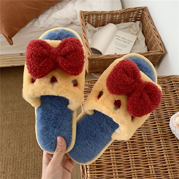 Bow Fluffy Slippers