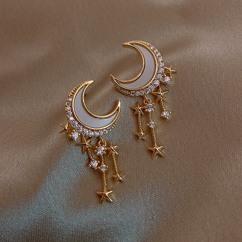 Zircon Moon Star Earrings