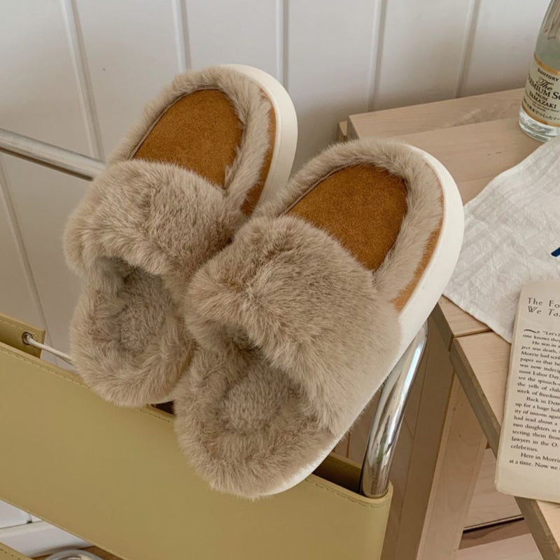 Plush stylish bedroom slippers