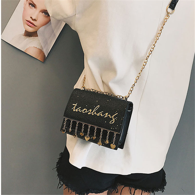 PU Bling Chain Strap Crossbody Bag