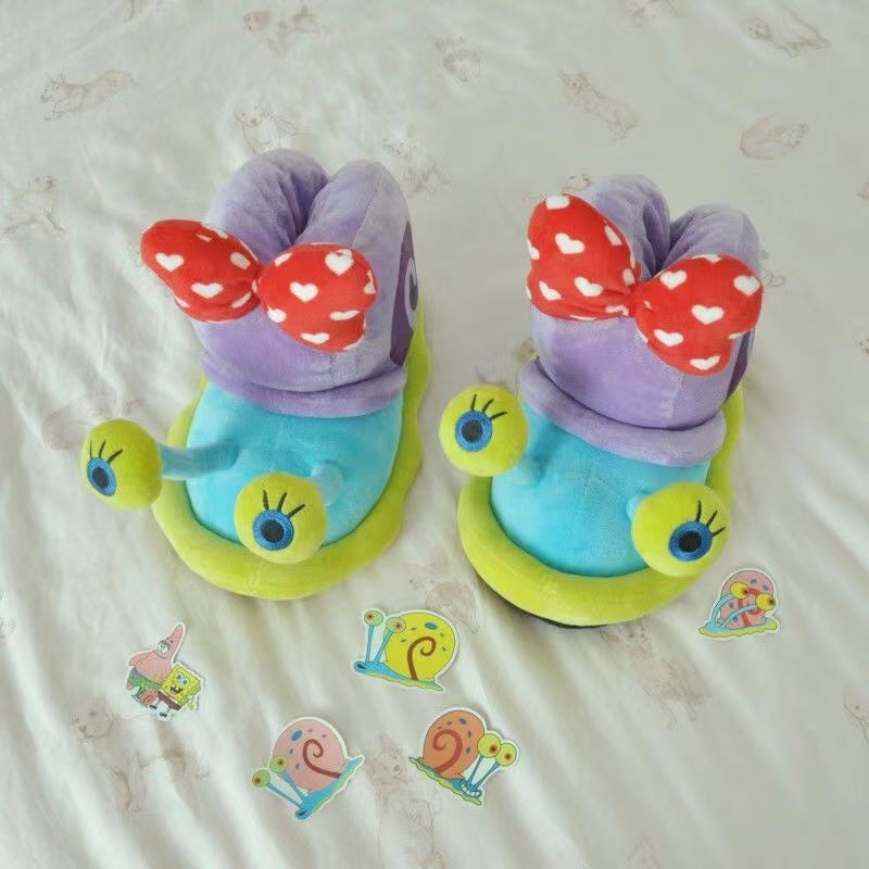 Cartoon snail slippers with bow