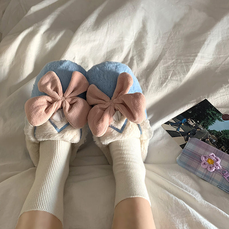 Bow Fluffy Slippers