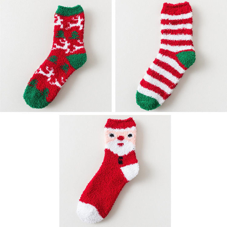Christmas Fluffy Socks, 3-Pair Pack