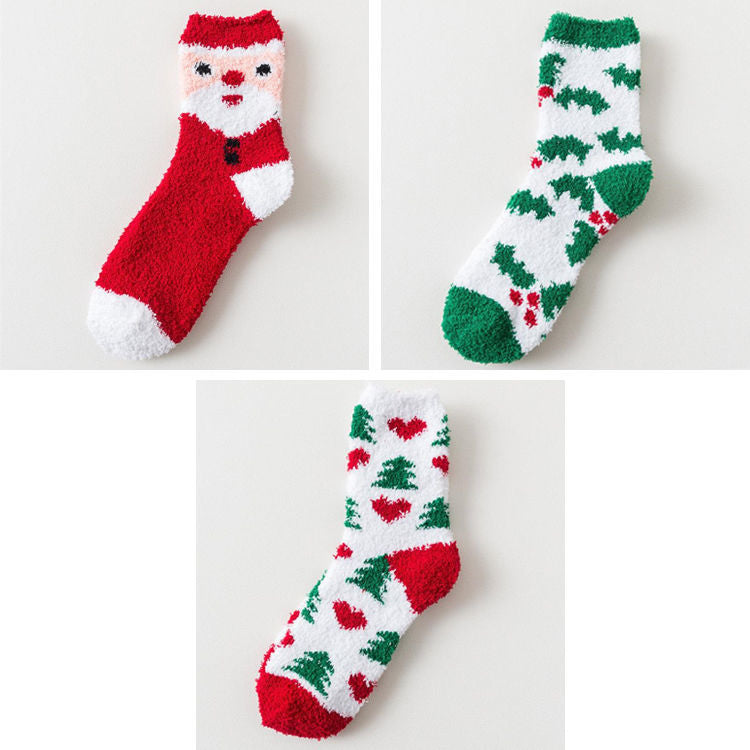 Christmas Fluffy Socks, 3-Pair Pack