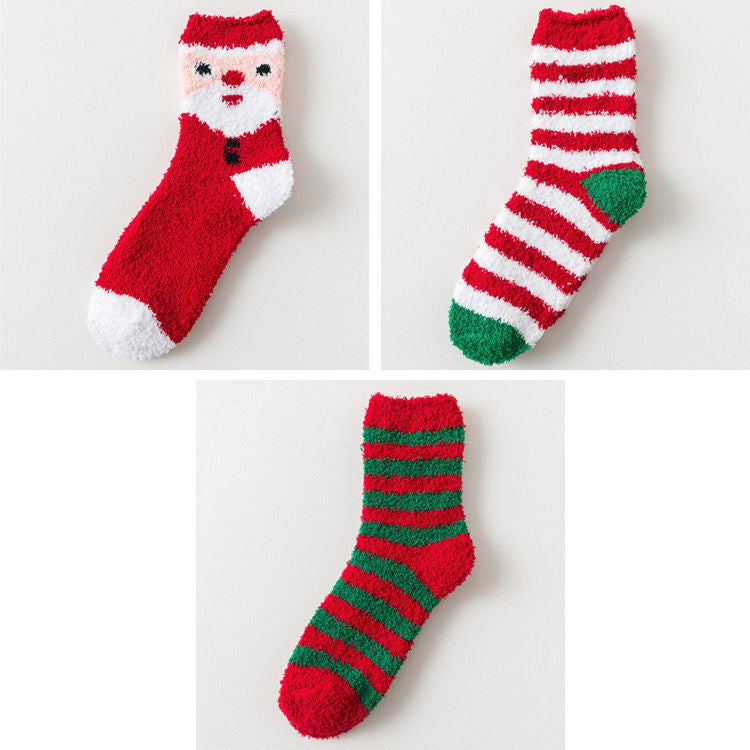 Christmas Fluffy Socks, 3-Pair Pack