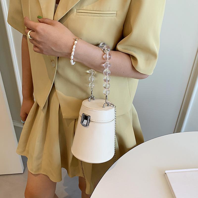 PU Pearl Chain Strap Crossbody Bag