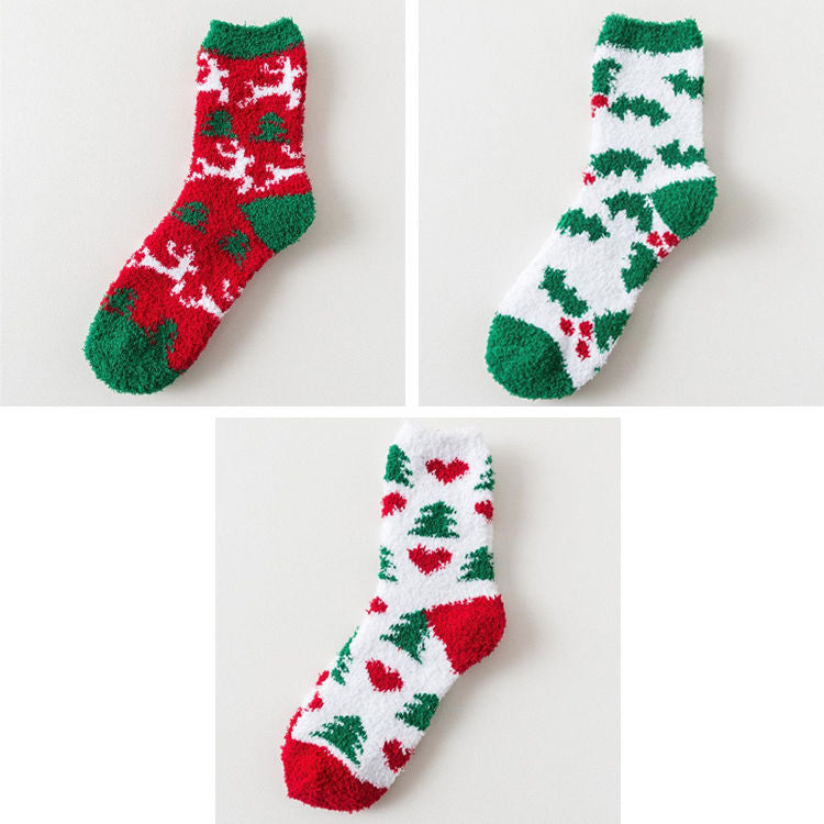 Christmas Fluffy Socks, 3-Pair Pack