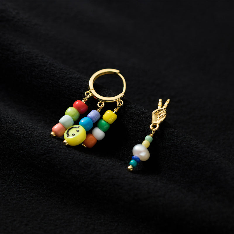 925 Silver Colorful Smiley Earrings