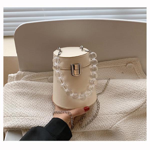 PU Pearl Chain Strap Crossbody Bag