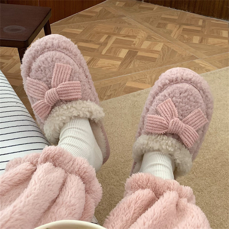 Bow Fluffy Slippers