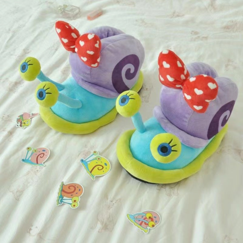 Cartoon snail slippers with bow