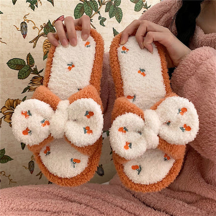 Bow Fluffy Slippers