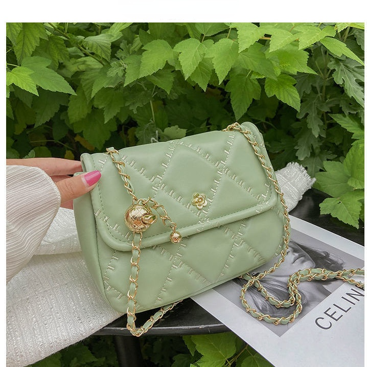 PU Rhombus Pearl Crossbody Bag