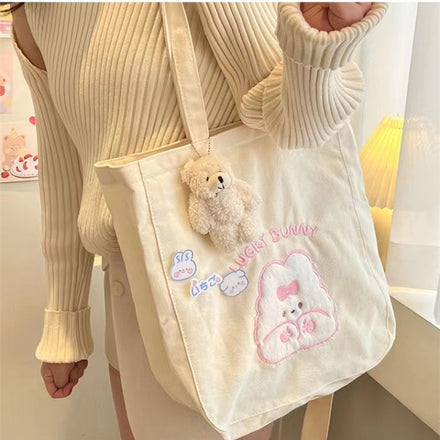 Canvas Bear Shoulder Bag