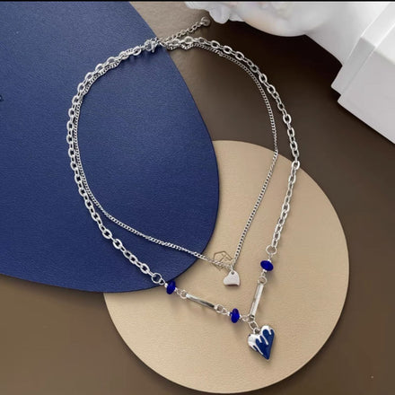 Klein Blue Heart Necklace