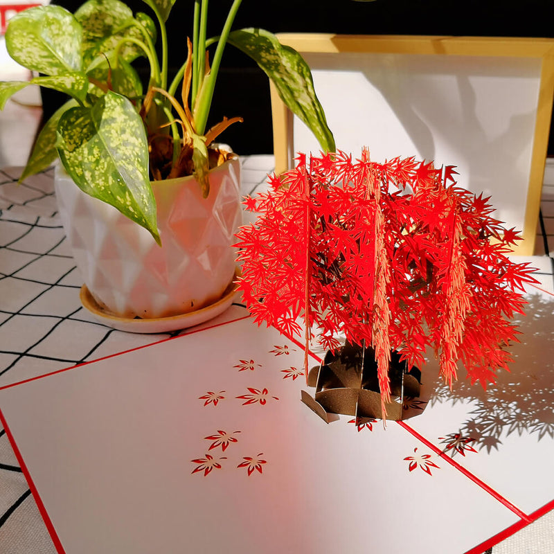 Red Maple Tree 3D Card