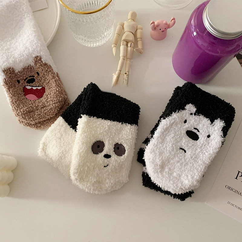 Fluffy Bear Socks, 3-Pair Pack