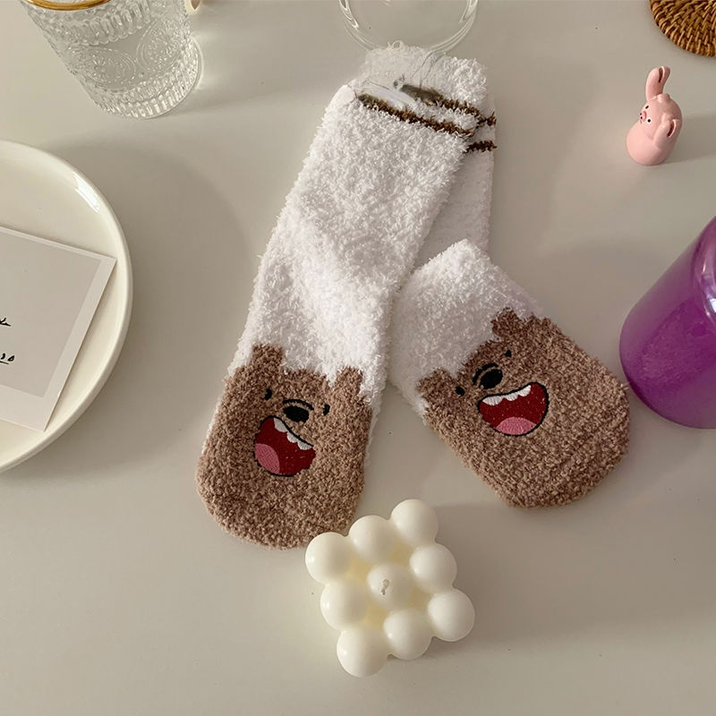 Fluffy Bear Socks, 3-Pair Pack