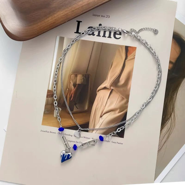 Klein Blue Heart Necklace