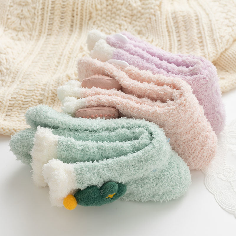 Fluffy Bow Socks, 3-Pair Pack