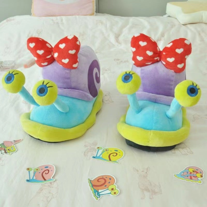 Cartoon snail slippers with bow