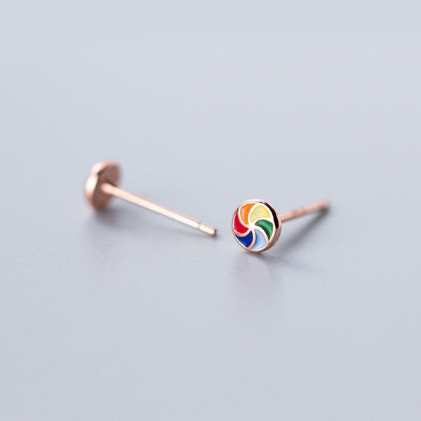 925 Silver Spiral Rainbow Earrings